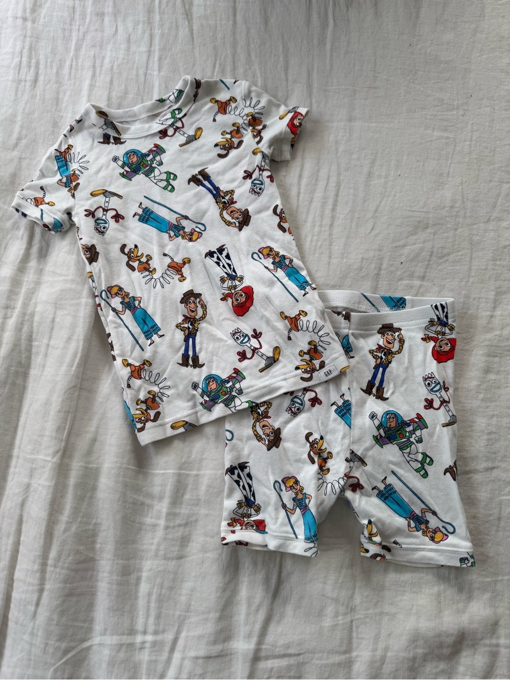 GAP White Toy Story Print Short Sleeve Pajama Set